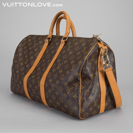 Louis Vuitton väska Keepall 45 Monogram Canvas axelrem Bandoulière Vuitton Love